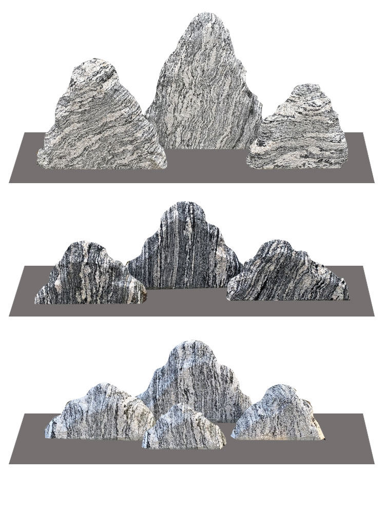 迎客松假树仿真大树雪浪石切片组合造景泰山石景观石假山石头庭院枯