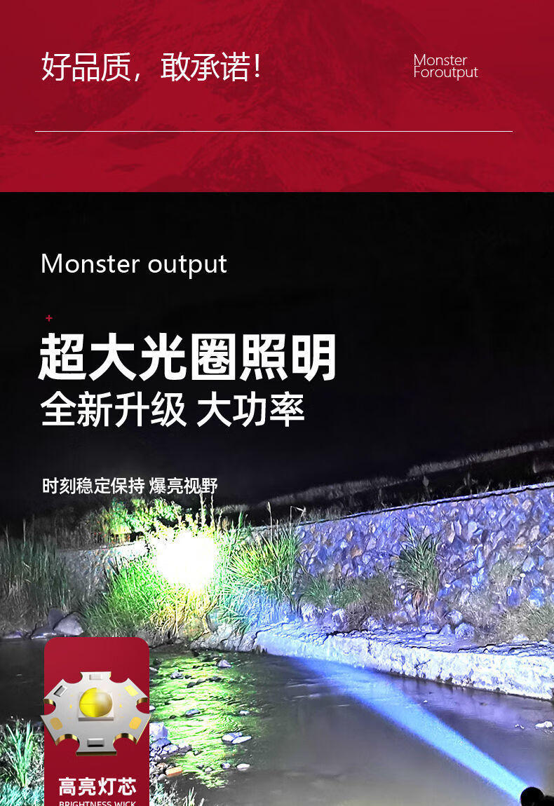 p100强光头灯充电超亮头戴式手电筒户外led远射疝气矿灯超长续航 暖