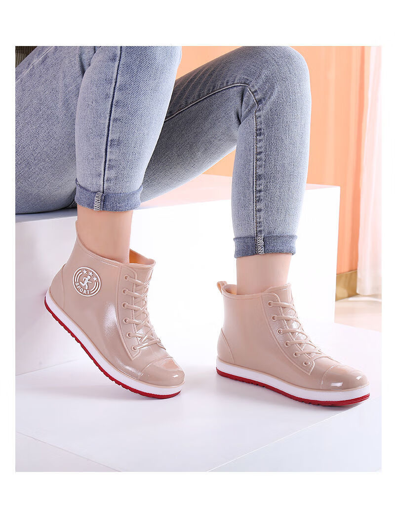 水鞋子女新款雨鞋女成人短筒防水鞋女防滑时尚软底女式水靴雨靴女黑色