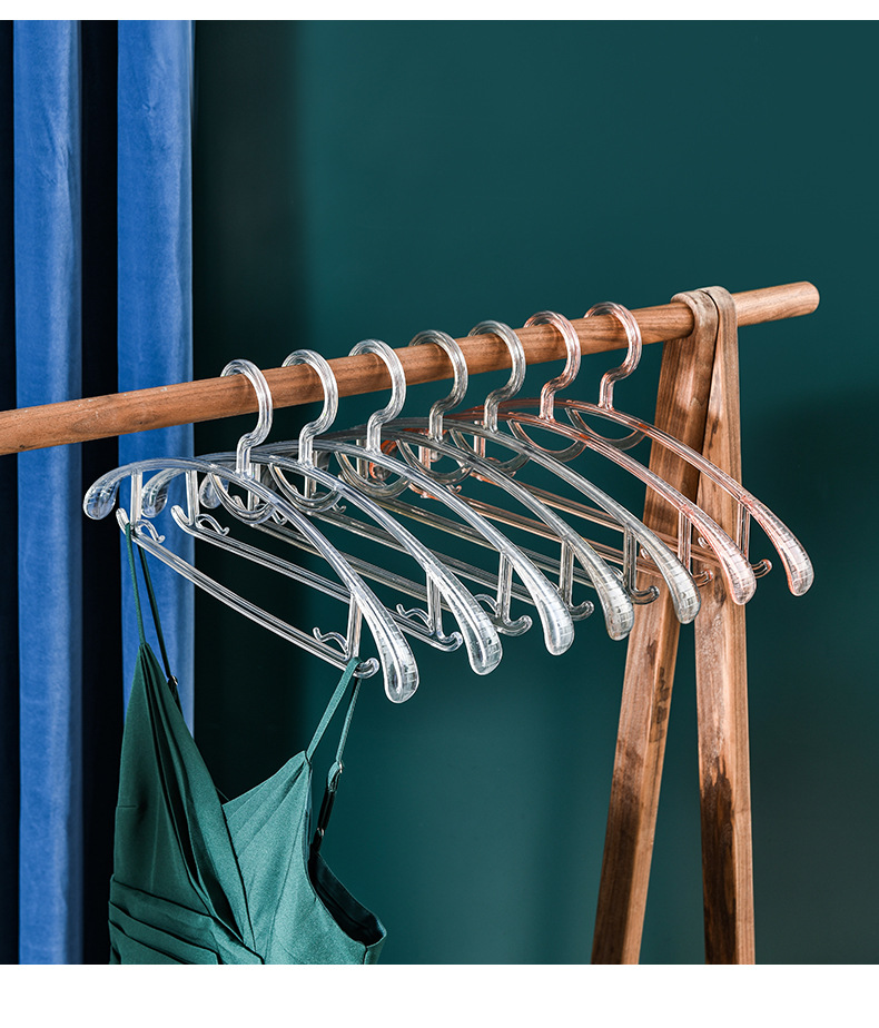 10个装家用无痕宽肩衣架pet透明防变形衣服架防滑衣撑时尚学生衣挂透