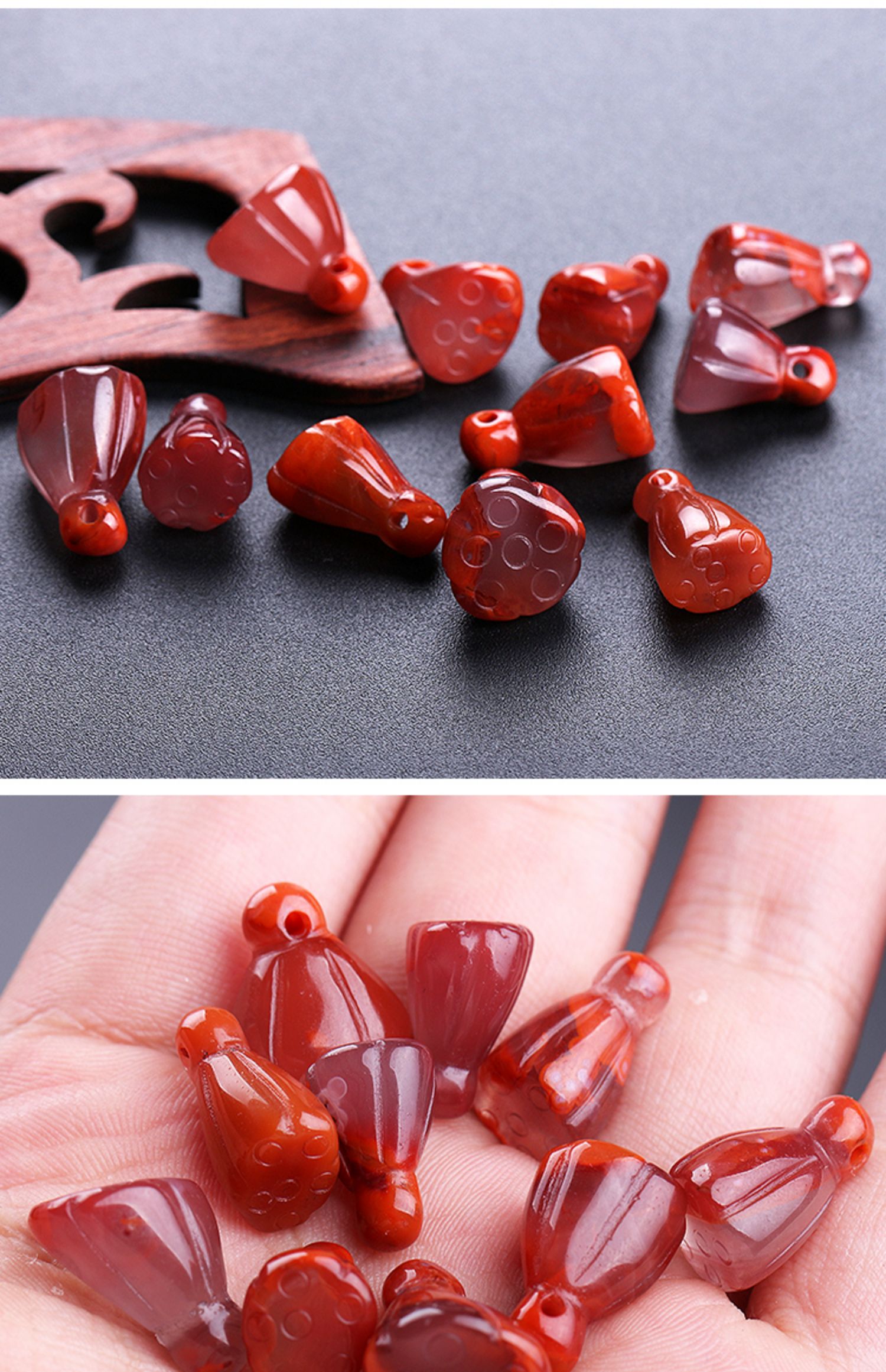 七夕情人节礼物爵立保真原矿南红玛瑙莲蓬吊坠挂坠金刚星月菩提手串