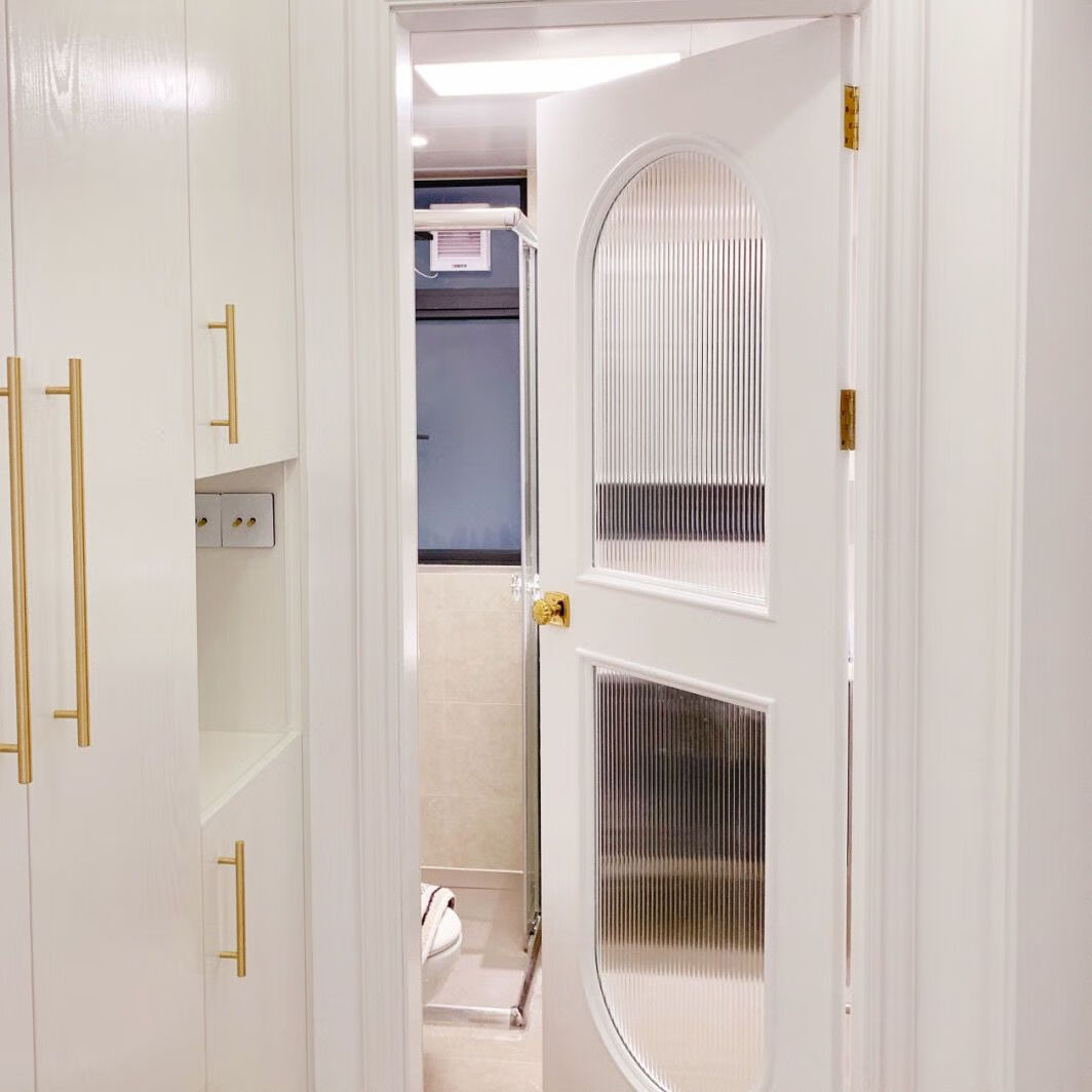 扣线房间超白长虹玻璃厨房卫生间玻璃门网红法式轻奢木门 免漆1号