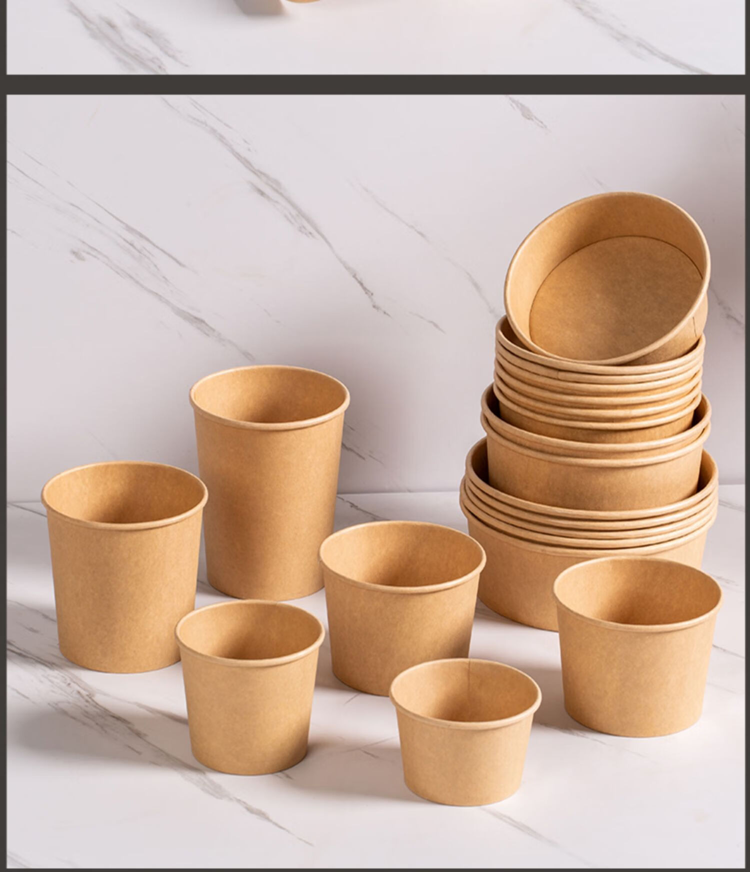 一次性牛皮纸碗圆形水果沙拉碗打包盒加厚餐盒带盖卤肉饭外卖纸碗