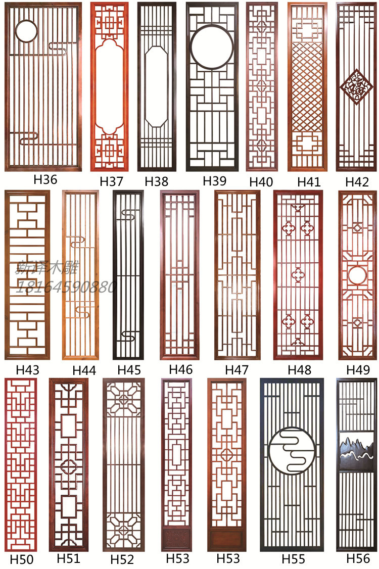 定製新中式木格柵仿古門窗實木花格鏤空隔斷玄關沙畫吊頂背景牆