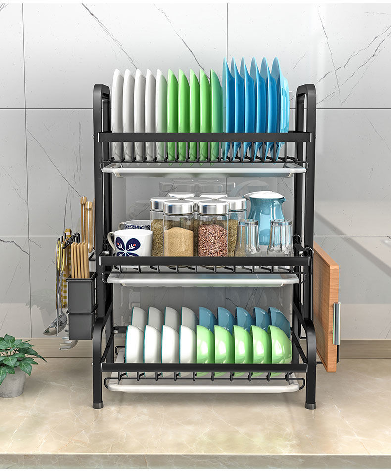 厨房沥水碗架碗盘收纳架晾放碗架碗筷沥水架子放碗柜双层置物架ouio