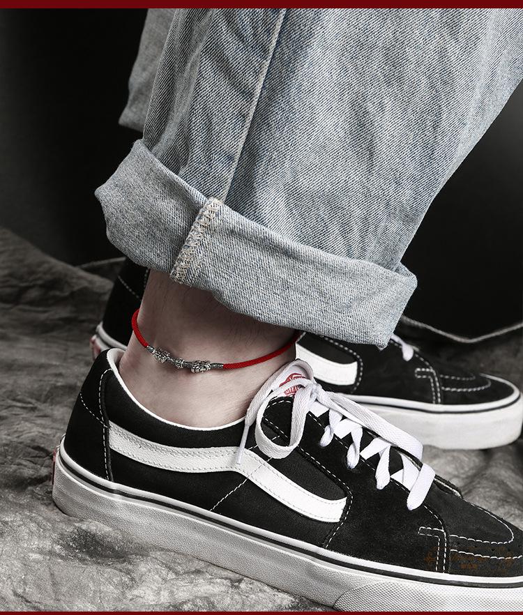 黛洛奇轻奢品牌男士脚链貔貅脚链男夏手工编织个性潮红绳脚环幸运脚饰