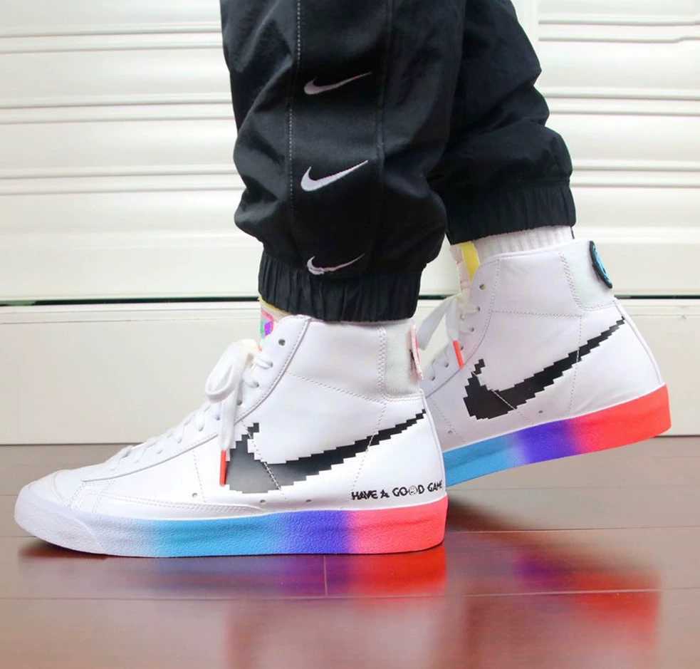 莆田纯原开拓者aj电玩像素正版夜光鞋秋冬季男女情侣高帮休闲板鞋