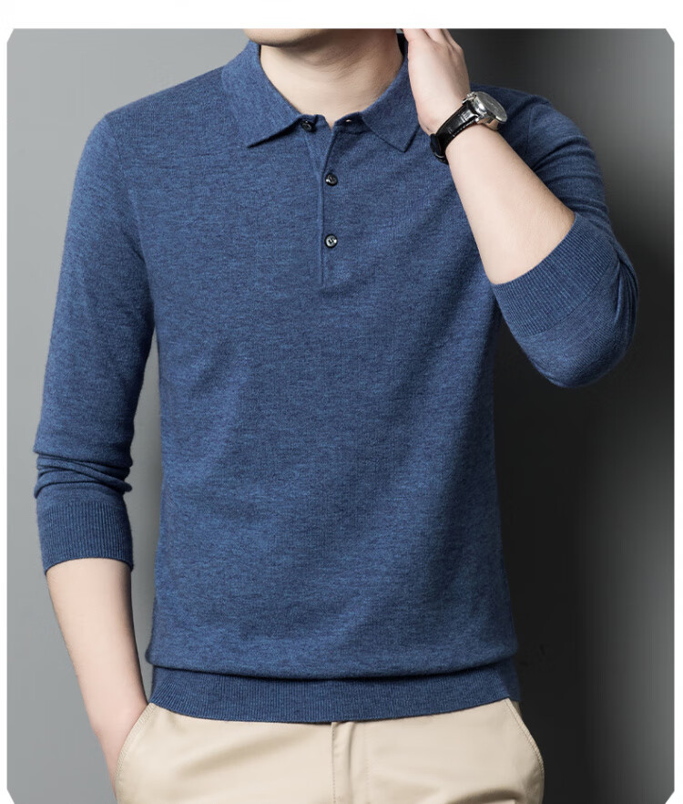 Hengyuanxiang Men's Polo Shirt with Wool, Spring and Autumn Thin Knit Base Sweater, Middle-aged, Camel Color, 4XL 17
