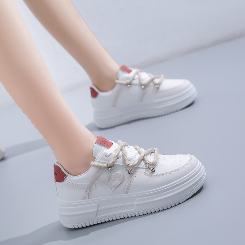 LA CHAPELLE HOMME拉夏贝尔旗下新款厚底增高小白鞋运动休闲板鞋女 白色 36