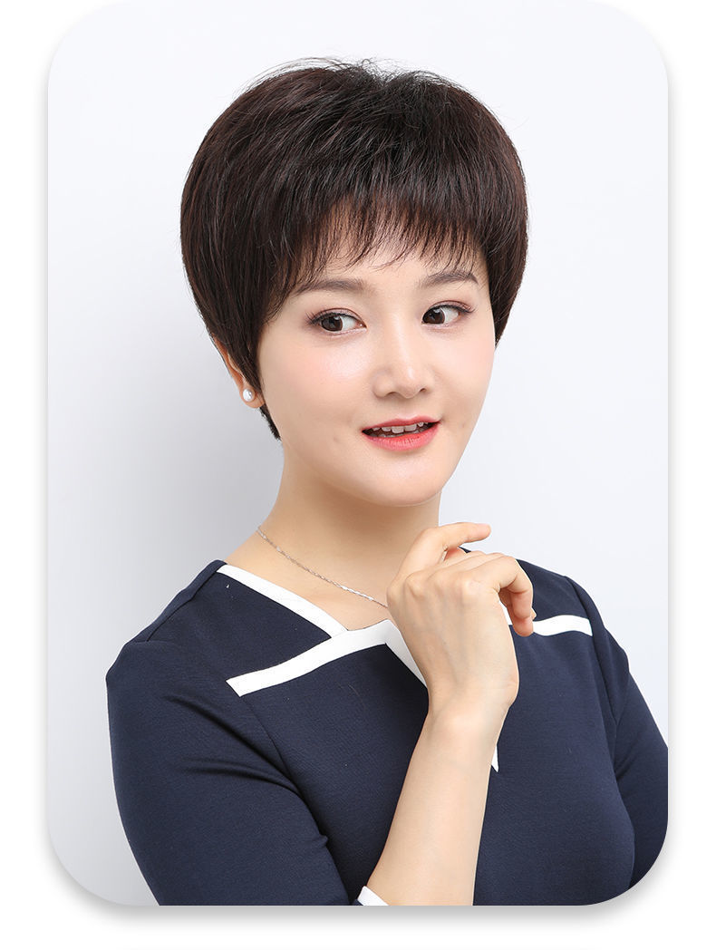 假发女短发全头套真头发中老年妈妈假发套女全头逼真50岁60遮白发