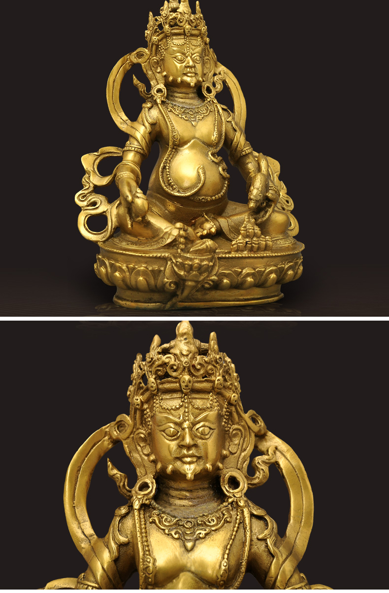 黄铜藏传佛教黄财神佛像摆件居家供奉密宗佛教用品藏财神赞巴拉【图片