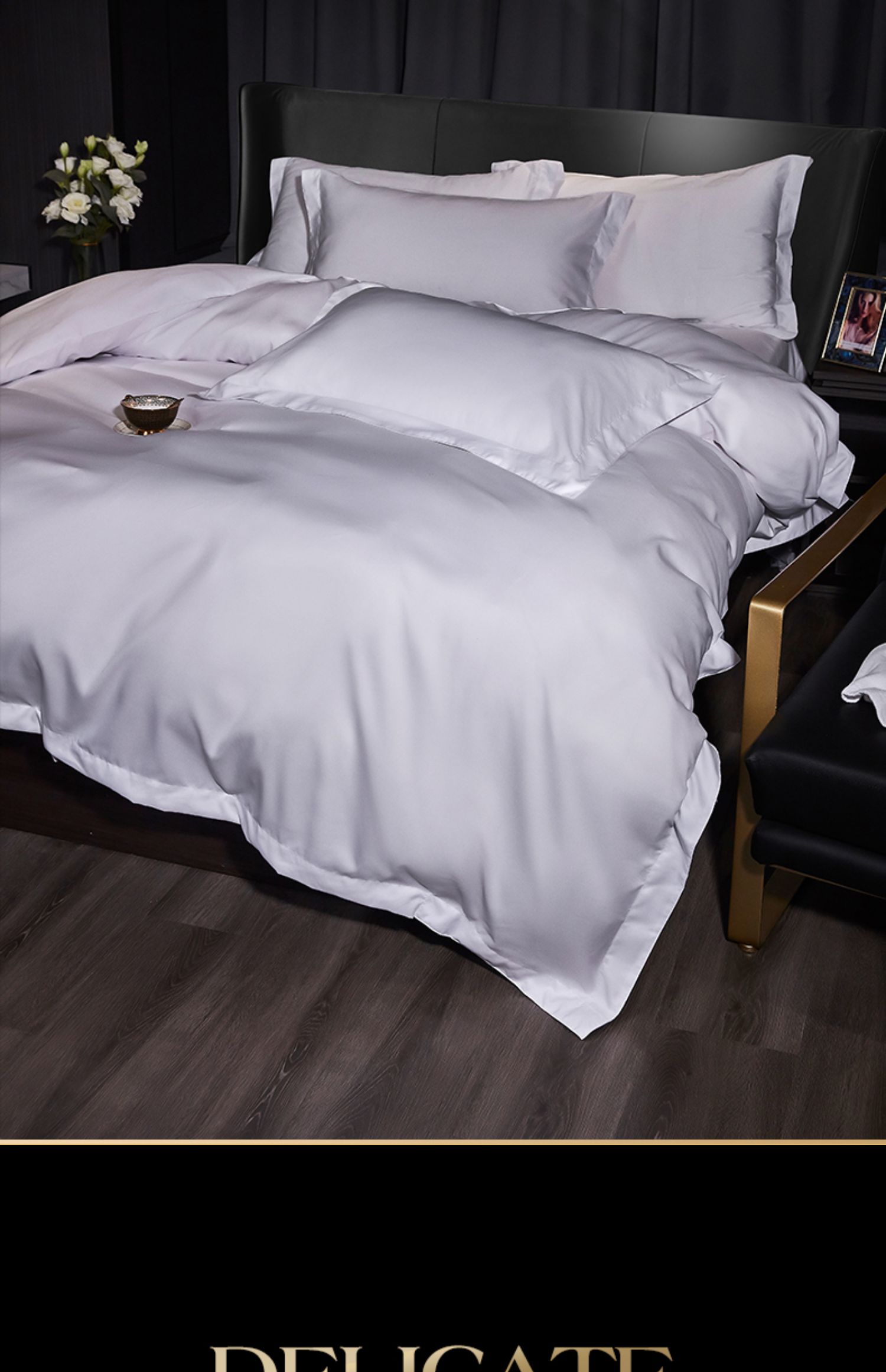 酒店床上用品四件套宾馆白色床单被套民宿床笠被子被褥全套j7 奶茶
