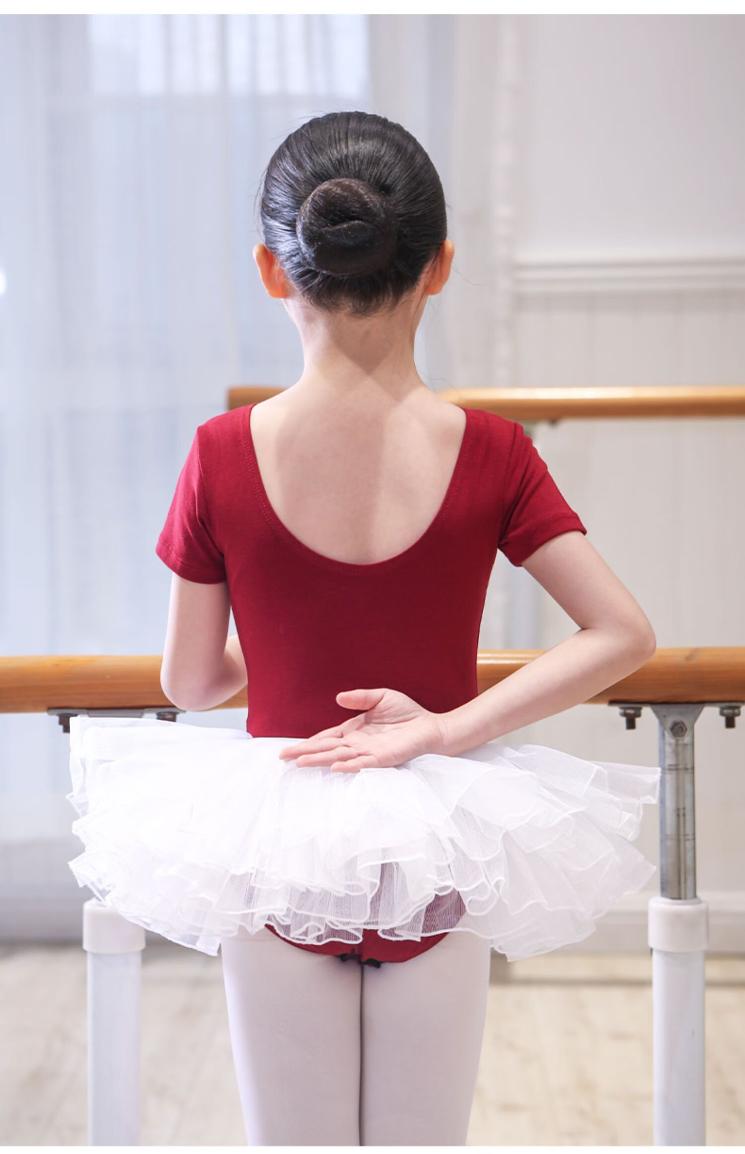 儿童舞蹈服女童夏短袖芭蕾中国舞体服练功体操服形体基训连体长袖林朝