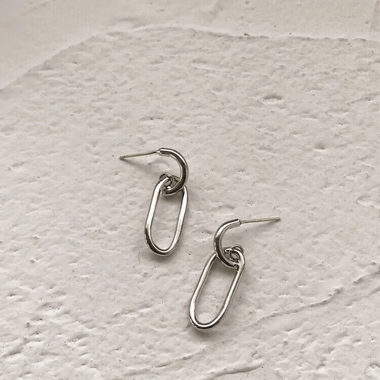 足银耳钉女时尚轻奢冷淡风回形针耳坠耳环感耳饰生日礼物回形针耳钉