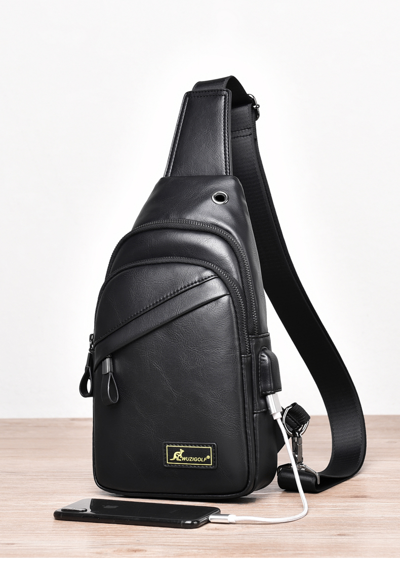 酷奇袋鼠旗舰官方胸包男士斜挎包休闲单肩小背包时尚胸前包韩版包包男