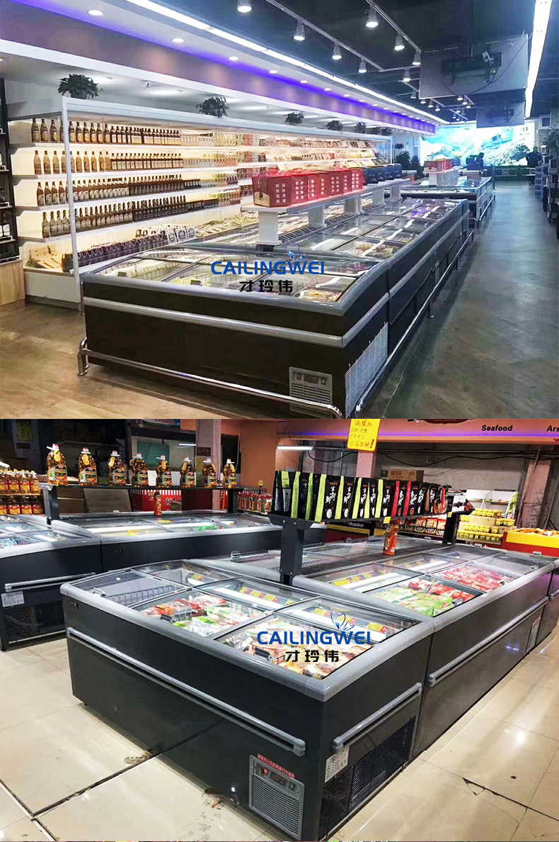 冰柜商用超市冷冻展示冰柜卧式海鲜冷冻柜大容量冰箱无霜岛柜弭黎