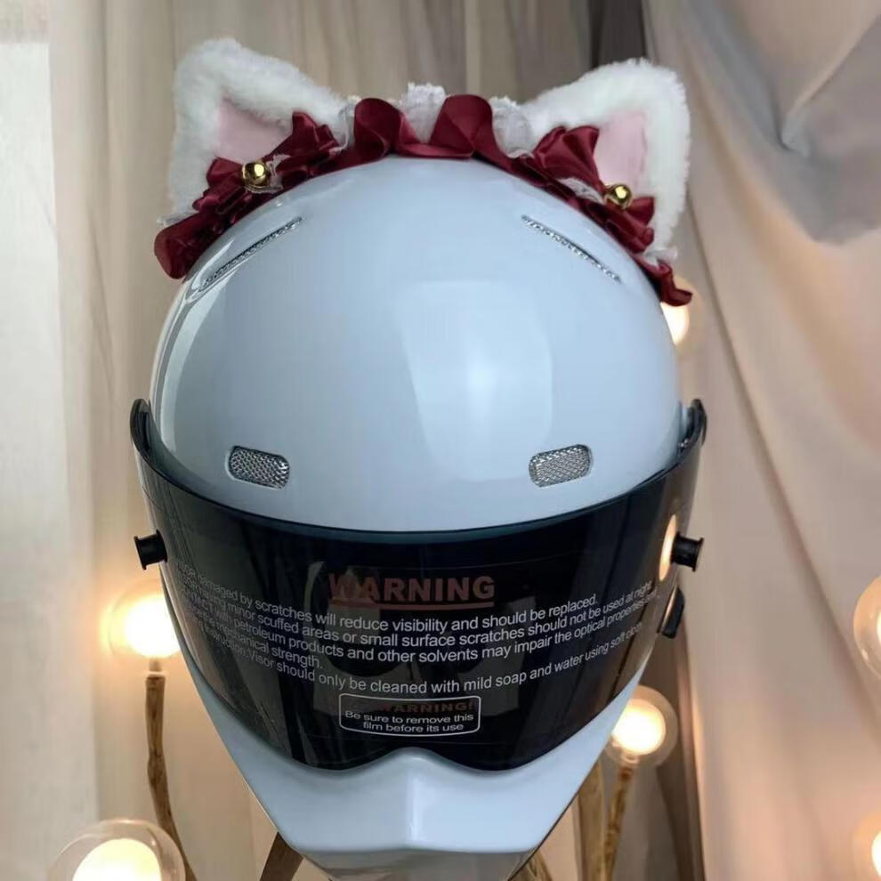 头盔上的装饰品猫耳朵头盔装饰品可爱个性摩托车电动车女骑士头盔上的