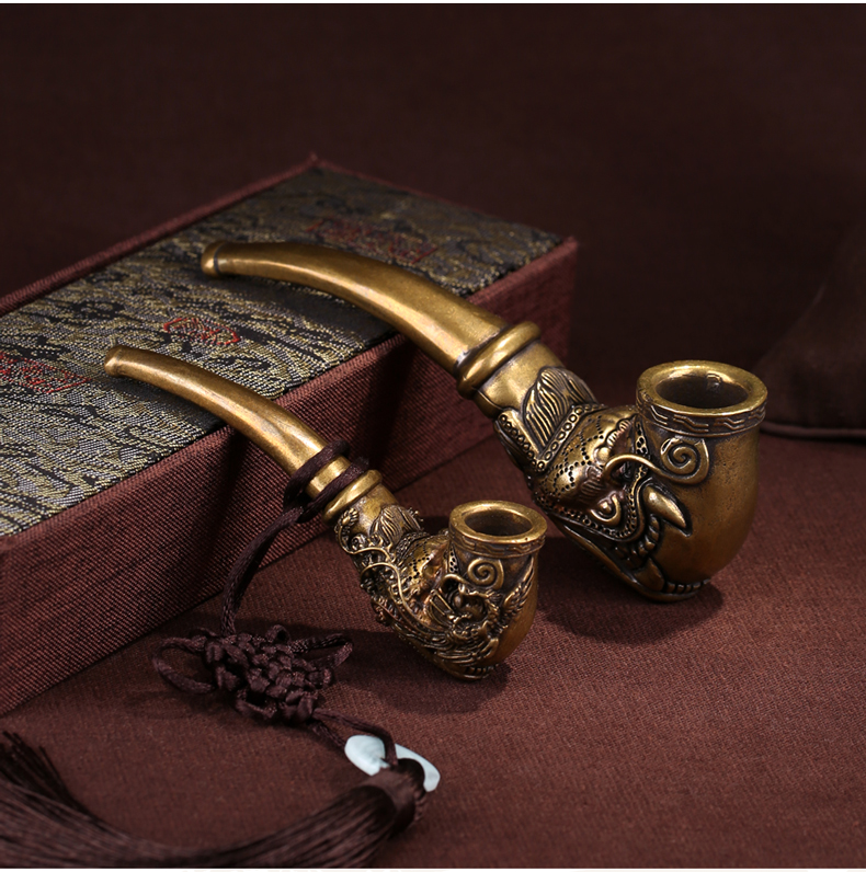 纯铜大烟锅子男士创意烟具礼物 小号雕龙铜烟斗【图片 价格 品牌 报价