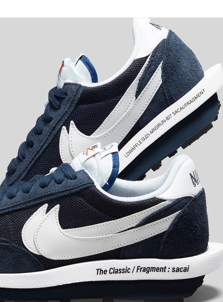 clot x sacai 华夫 米白橙藏蓝色灰白解构三方联名男女运动鞋板鞋