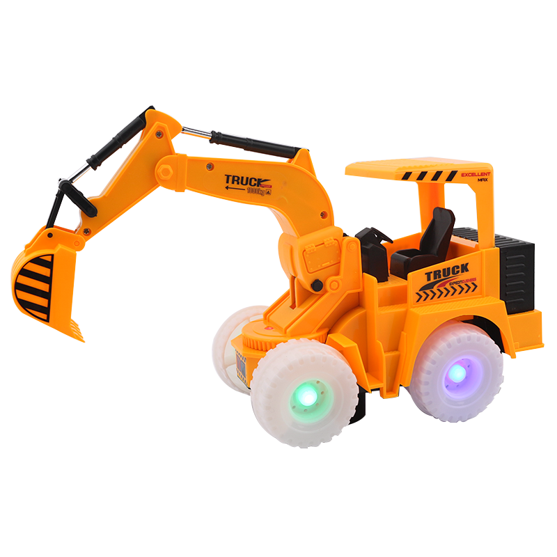 春光岛小孩玩具挖机儿童电动万向工程车玩具模型会跑的小挖土机玩具车