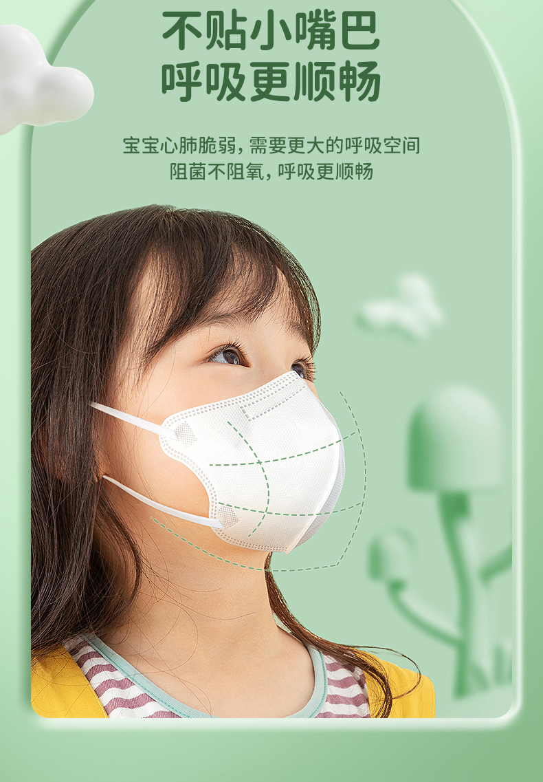 可孚儿童n95医用防护口罩级别口耳罩3d立体小孩男童女孩幼儿学生独立