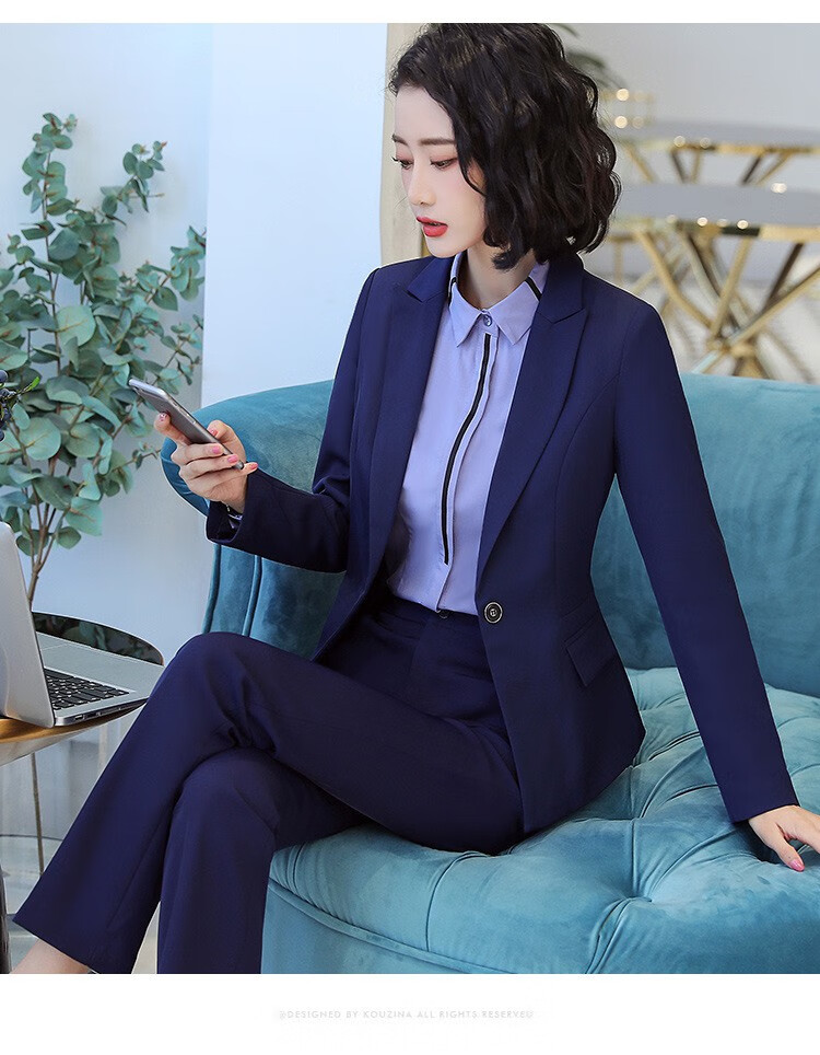 时恋娇衣女教师职业装免烫小西装三件套秋冬酒店银行工作西服 黑色西