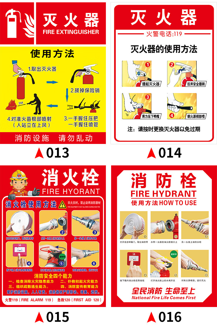 滅火器標識貼消防標識標牌滅火器使用方法標識牌檢查卡記錄卡放置點