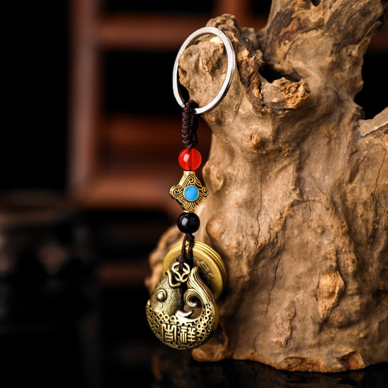 平安葫芦车上饰品 黄铜葫芦钥匙扣 五帝钱钥匙挂件 铜葫芦饰品活动