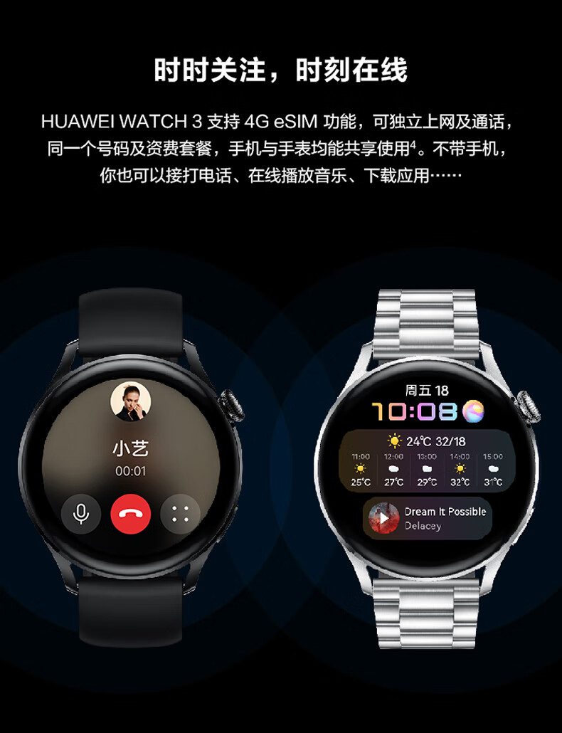 华为(huawei) 华为原装手表watch3/3pro智能独立通话电话运动男女
