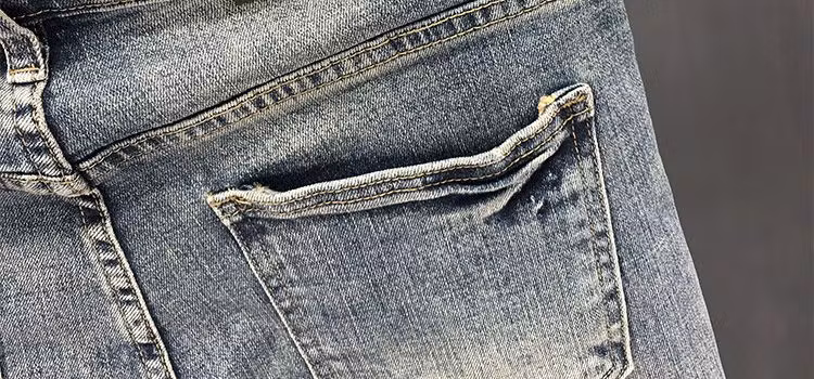 Summer Ripped Jeans Men's Korean Version Trendy Slim-fitting Pants Elastic Versatile Retro Old Casual Nine-point Pants, Main Picture Color 28_viptrois.com