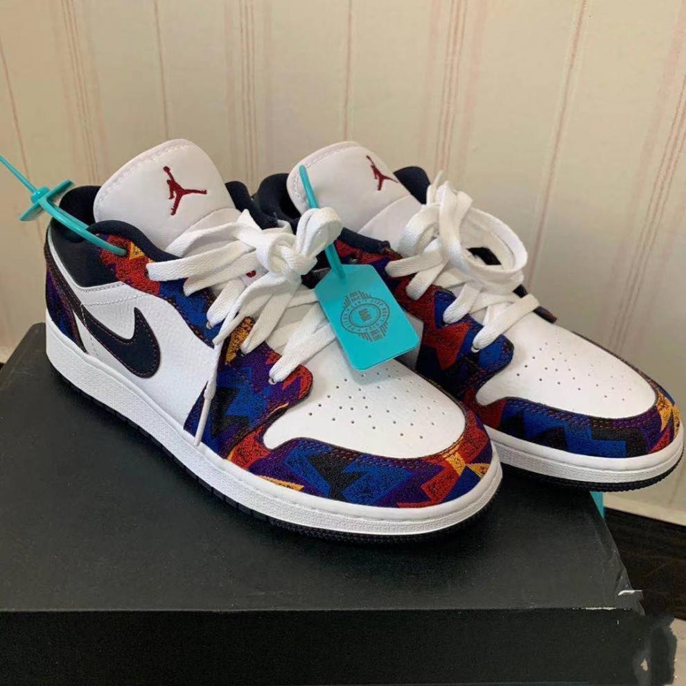 aj男女鞋旗舰官官方新同款女鞋低帮鞋日系男鞋学生 aj低帮蓝白午夜 偏