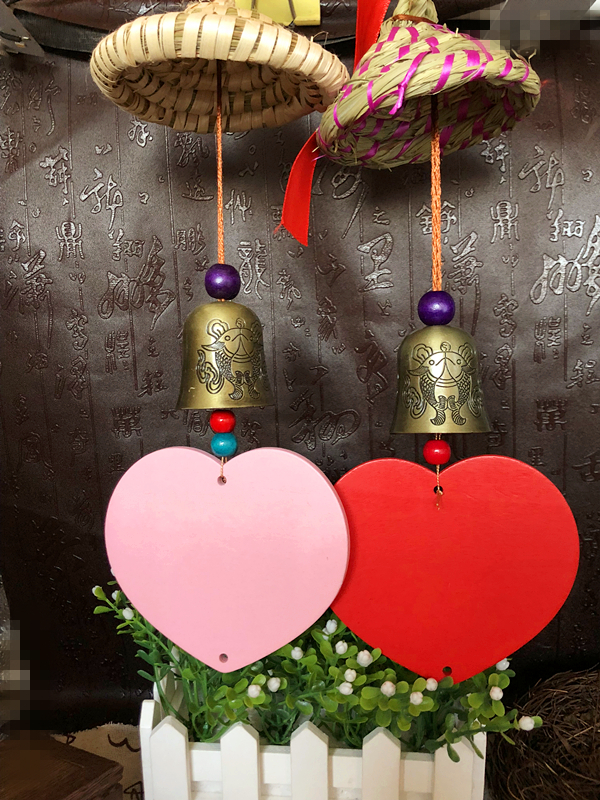 景区寺庙旅游工艺品七夕许愿牌祈福木牌风铃许愿10125红色空白