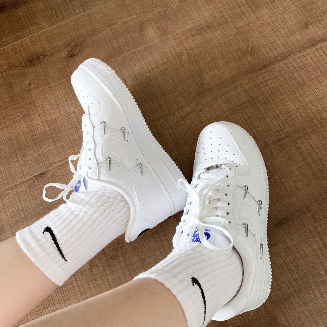 空军一号小泫雅同款af1luxe四勾白蓝男女休闲板鞋ct1990- 银勾 银勾
