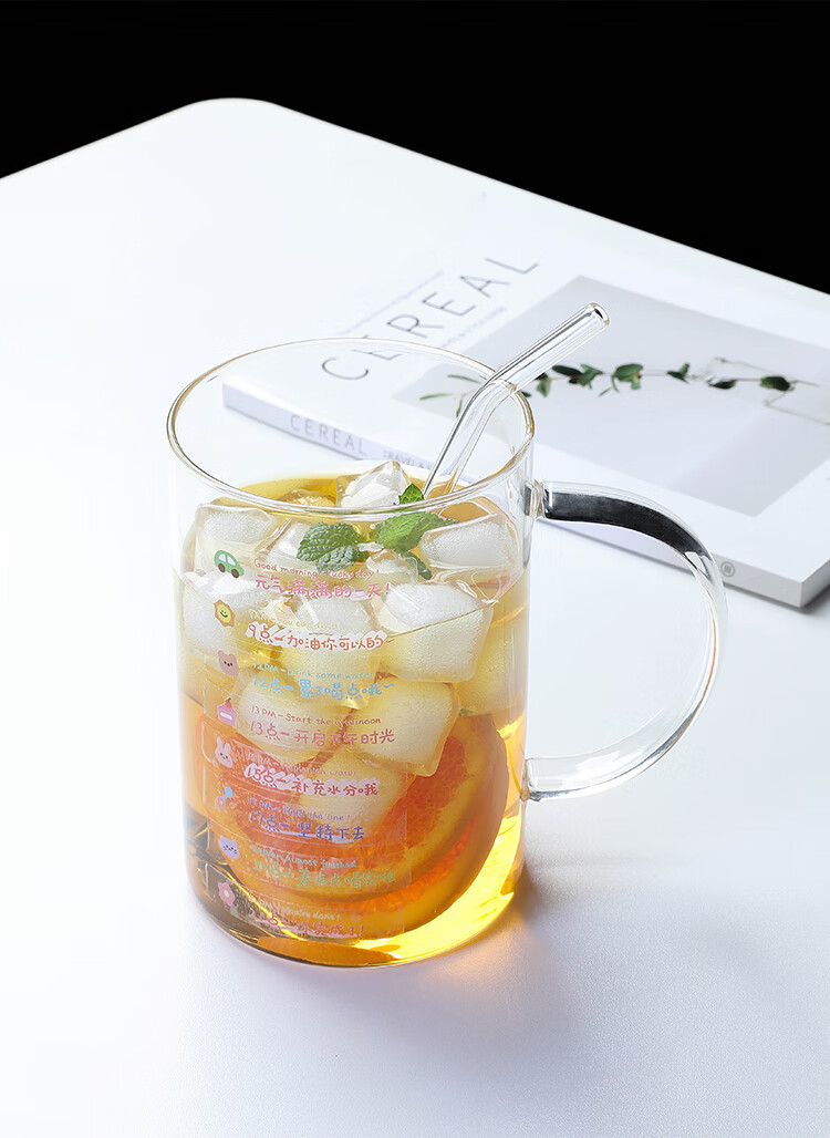超大号玻璃杯带把大容量懒人喝水杯子1000ml办公室泡茶杯耐热透明 800