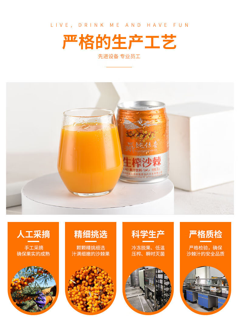 藏地传奇沙棘维c饮料拉罐果汁阿坝小金特产礼盒整箱批发每箱12罐