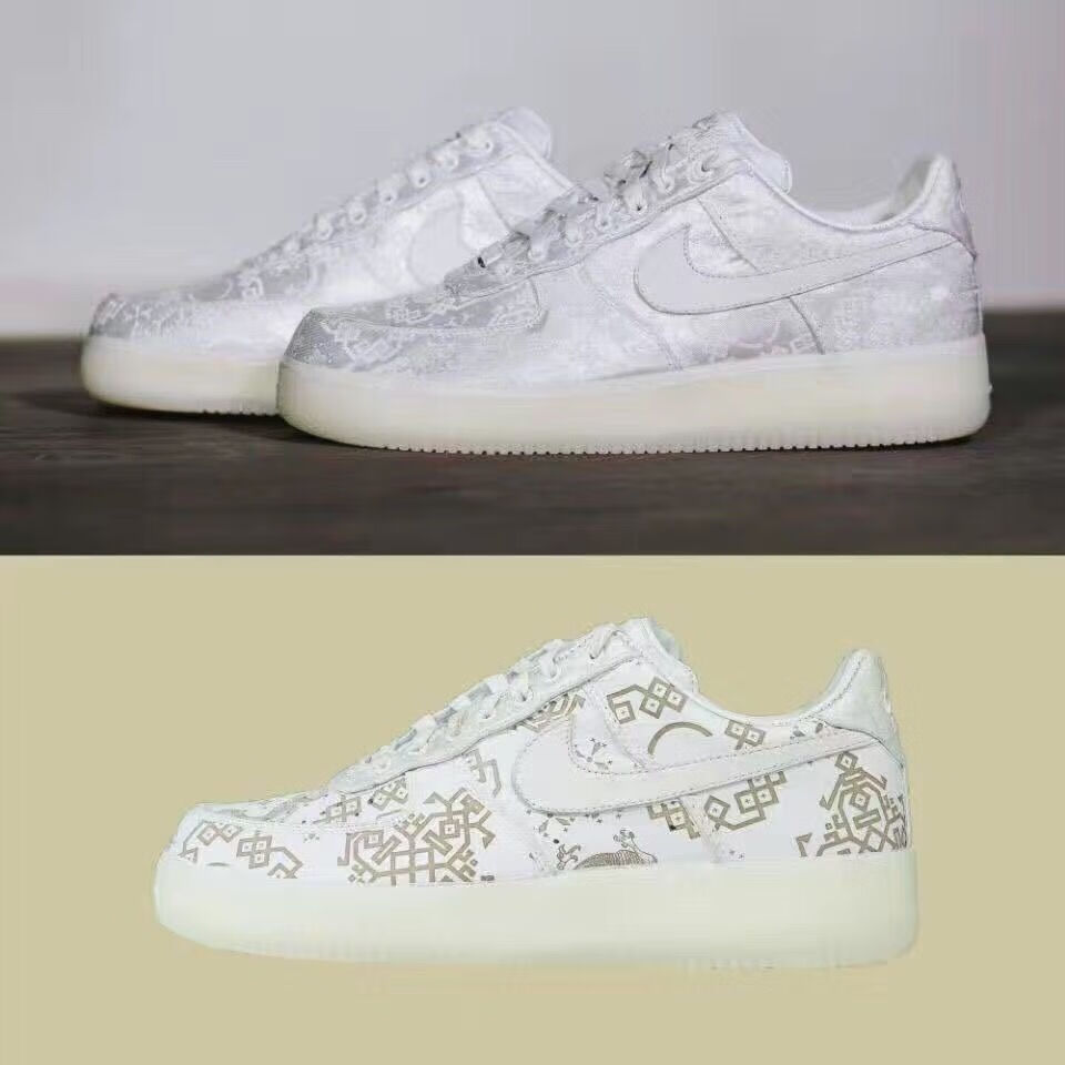 空军一号af 1白丝绸陈冠希联名粉丝绸可撕可刮男女休闲板鞋运动鞋 可