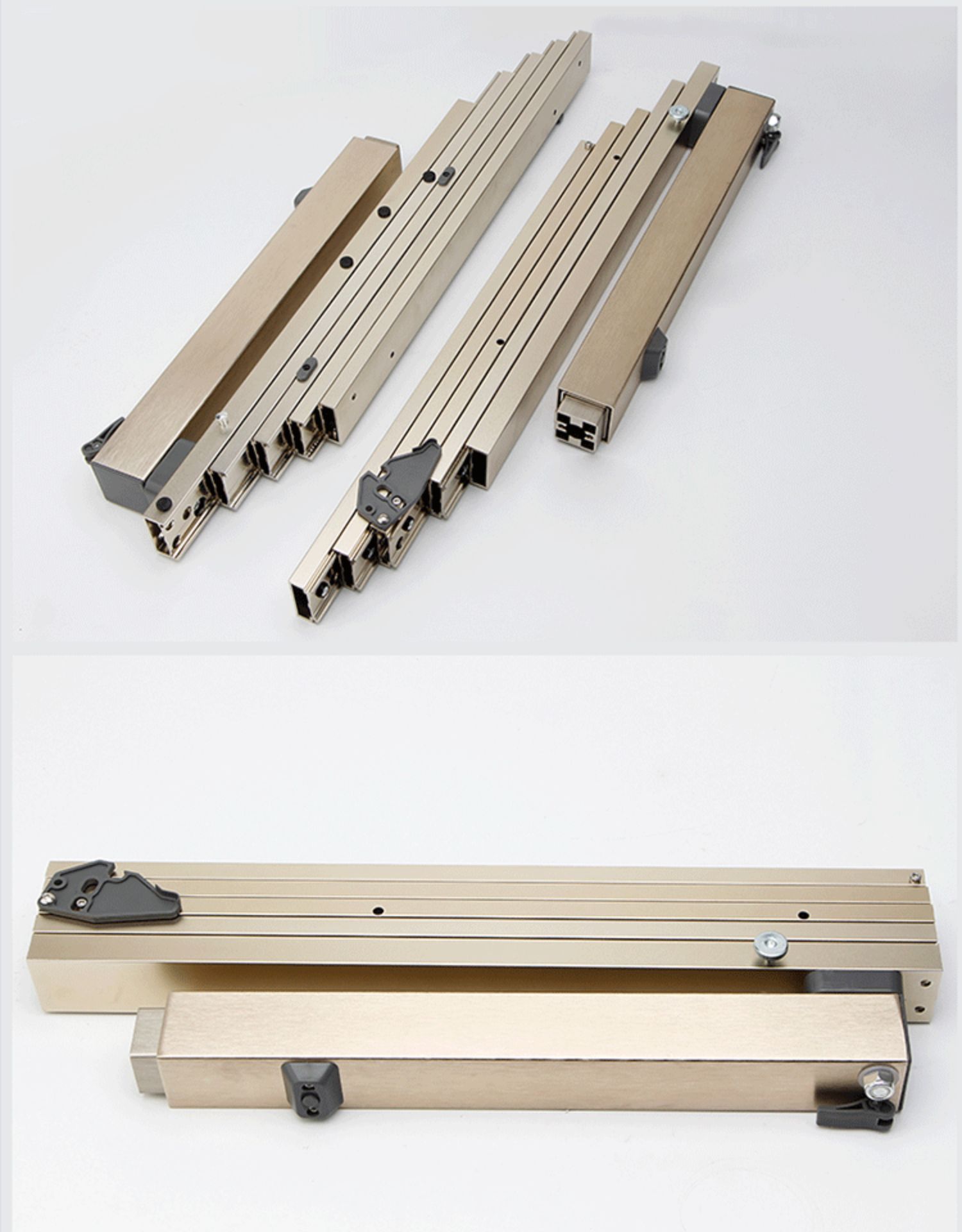 多功能抽屉隐形抽拉餐桌滑导轨平推带脚折叠餐台伸缩轨道五金配件 短