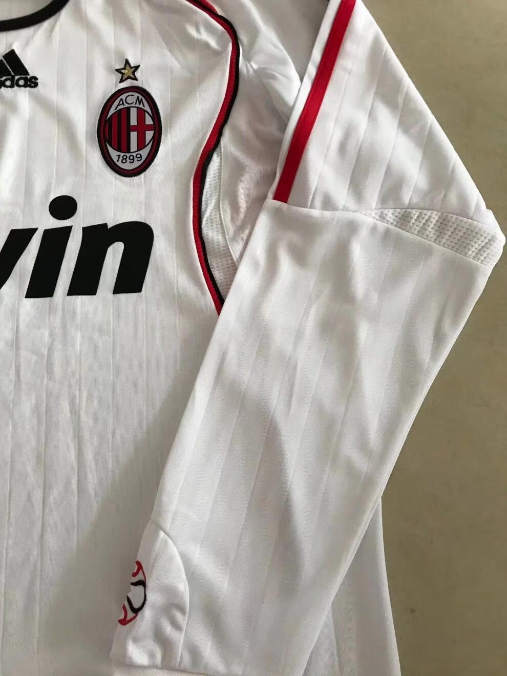 ac米兰复古0607赛季经典款球衣米兰卡卡战神足球服ac米兰球衣客场长袖