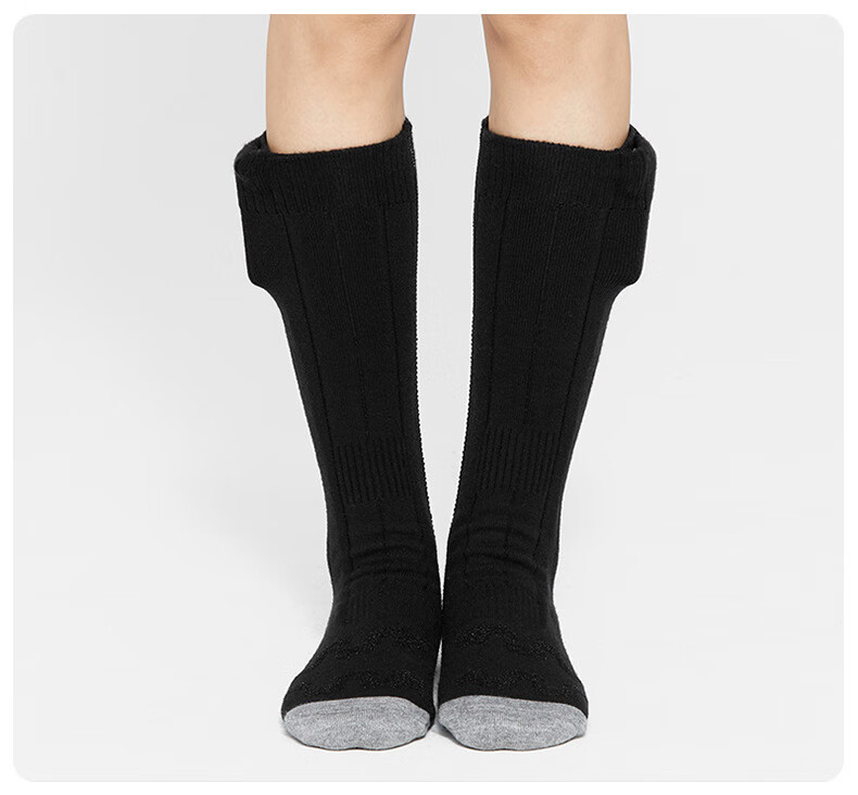 电暖袜子男女冬季暖脚可行走 黑色 发热袜1双 2200毫安电池1对【图片