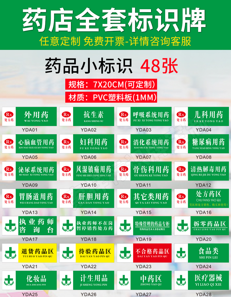 品不能代替药品分类牌婴幼儿辅食区奶粉区标签牌医院药店柜台墙贴标识