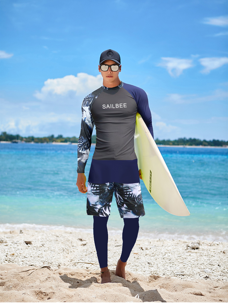 泳裤套装泳衣男潜水衣男水母服冲浪浮潜长袖泳衣分体游泳裤保暖健身