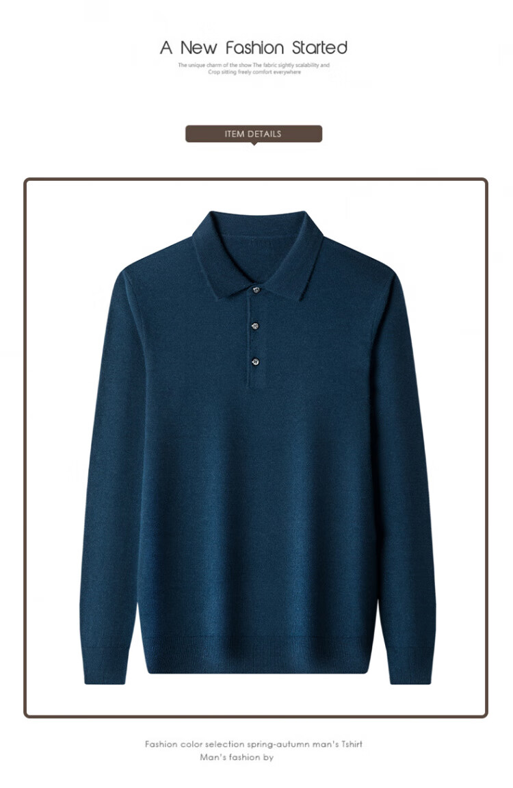 Hengyuanxiang Men's Polo Shirt with Wool, Spring and Autumn Thin Knit Base Sweater, Middle-aged, Camel Color, 4XL 23