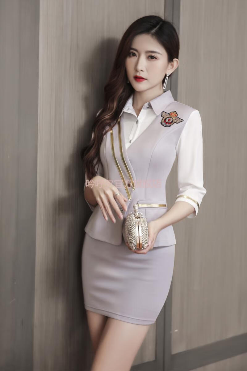 比克尼可空姐制服职业套装职场女装美容师工作服气质显瘦酒店足浴足疗