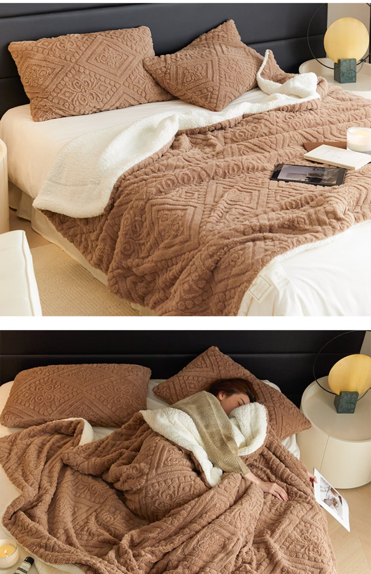 澳洲羊绒羊羔毛毯感慕斯绒毛毯加厚澳洲欧式提花羊羔绒毯子沙发毯盖毯