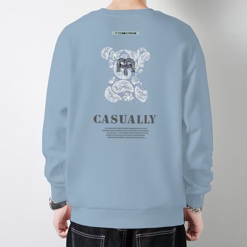 轨店贝兹卡洛套头卫衣男圆领春秋款时尚炫彩印花套头百搭款上衣637076