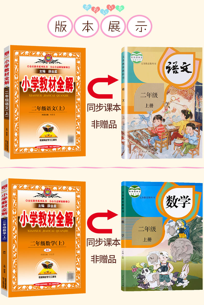 《2022版小学教材全解二年级下册语文数学人教版同步课本辅导资料书