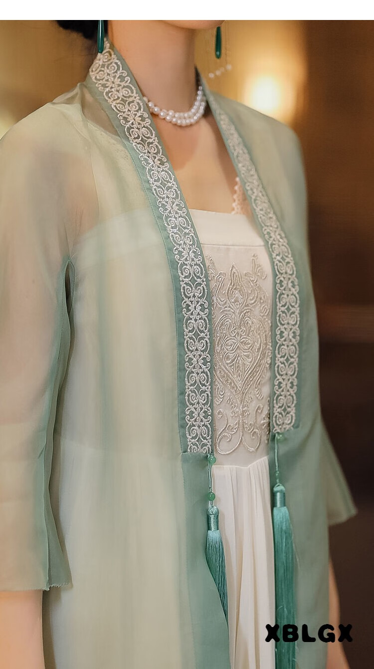xblgx 古典复古雪纺晒衣2022春夏装绣花改良汉服国风外披宽松洋气外套