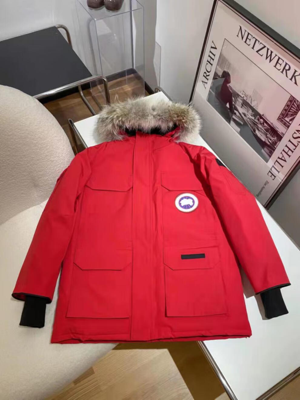 带芯片08款远征大鹅服男女防寒石墨灰狼毛中长款情侣服 08石墨灰 xxs