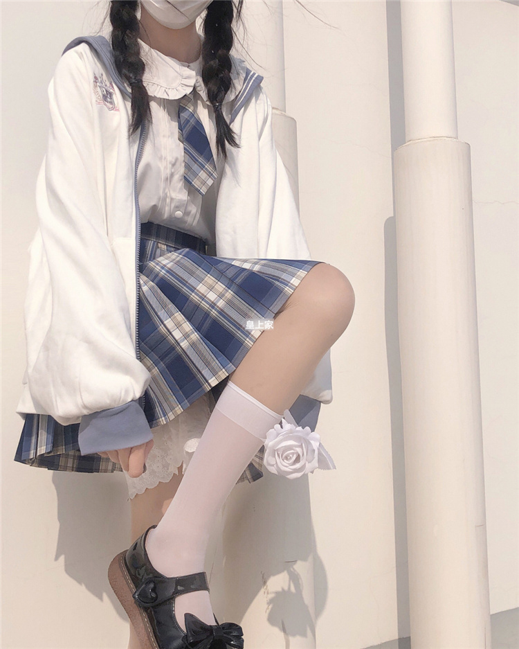 jk 无内衬半身裙裙子格裙小短裙少女夏季百褶裙学生制服裙套装 不死川