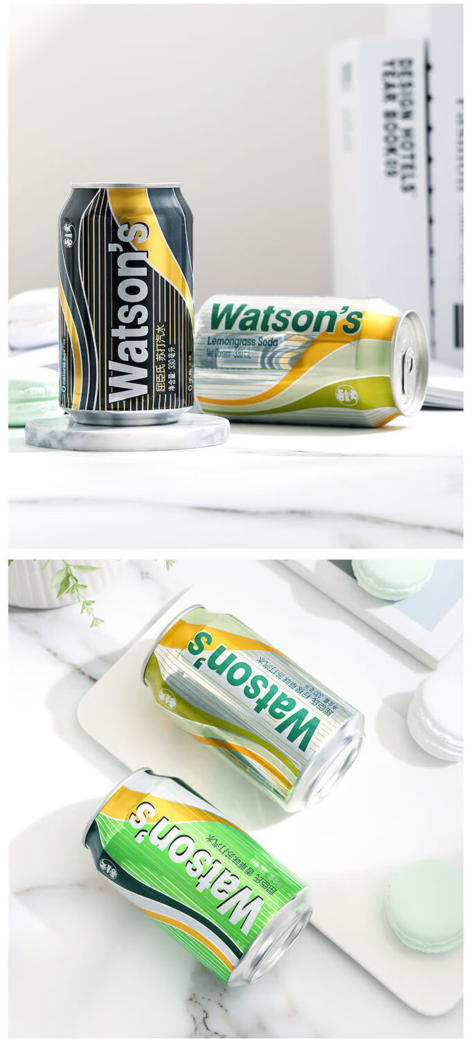 watsons苏打汽泡水无糖0卡碱性饮料品原味香草柠檬调酒330m 柠檬草味
